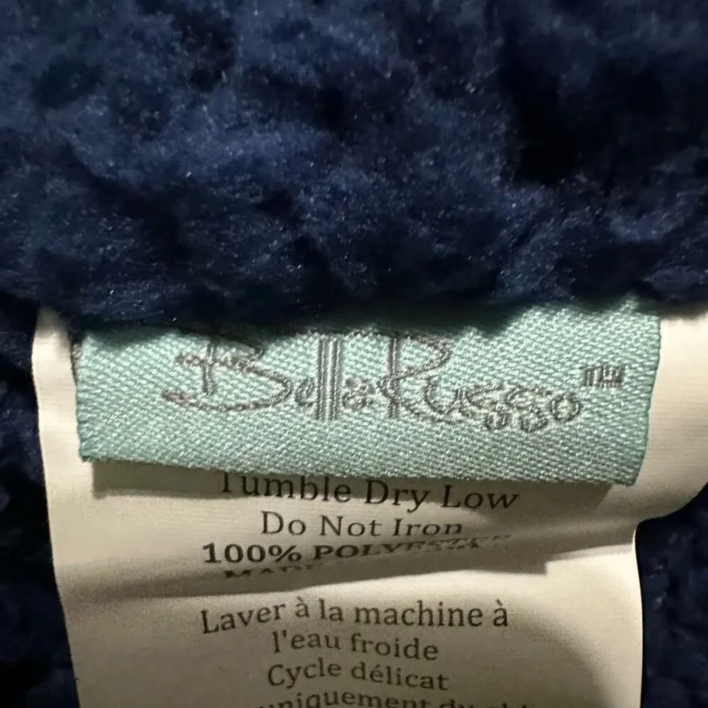 Bella Russo Oversized Wearable Blanket Hoodie White and Blue Zip-Up